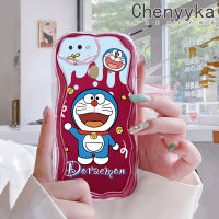 เคส Chenyyyka สำหรับ OPPO เคส A12 A11K A7 A5s A12s ลายการ์ตูนโดราเอมอนน่ารักดีไซน์ใหม่เนื้อครีมขอบคลื่นนุ่มเคสมือถือกันกระแทกแบบใสโปร่งใสลายกล้องถ่ายรูปเรียบง่ายอ่อนโยนฝาครอบป้องกัน