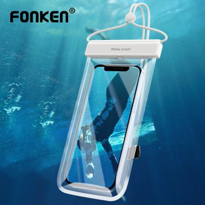 Casing ponsel tahan air FONKEN tas kantong ponsel untuk iPhone 13 14 Pro Max casing renang tas kering casing penutup bawah air untuk Huawei Samsung