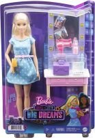 Barbie Big City Big Dreams Doll &amp; Playset, Blonde Malibu Doll with Dressing Room &amp; Accessories GYG39 ตุ๊กตาบาร์บี้ฝันใหญ่เมืองใหญ่พร้อมชุดของเล่นสีบลอนด์มาลิบูพร้อมห้องแต่งตัวและ GYG39อุปกรณ์เสริม