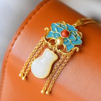 【CW】 Ethnic Necklace Women  39;s Sterling Cloisonne Hetian Pendant Temperament to