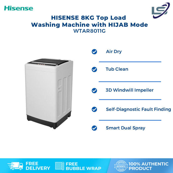 HISENSE 8KG Top Load Washing Machine with HIJAB Mode WTAR8011G Air