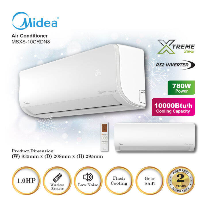 MIDEA MSXS10CRDN8 1.0HP R32 EXTREME SAVE INVERTER AIR CONDITIONER Lazada