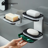 New Wall Mounted Double Layer Soap Dish Punch-Free Drawer Draining Holder Kitchen Storage Box Bathroom Organizer Rack Shelves