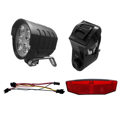 E-Bike Front Brake Rear Light Kit E-Bike Lamp Set Contain Horn Headlight Switch and with Ebike Functional Tail Light