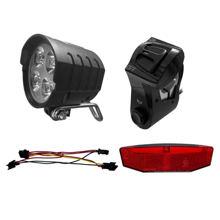 EBike Lamp Set Electric Bike Light Kit Contain Horn Headlight Switch