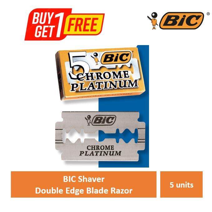 BIC Chrome Platinum Double Edge Blade Razor Box of 5 (Buy 1 Free 1