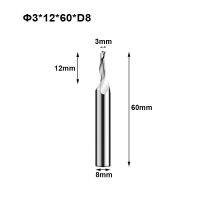 5pcs One Flute HSS เหล็กกล้าความเร็วสูงอลูมิเนียมทองแดงเครื่องตัดอลูมิเนียมอัลลอยด์ประตูหน้าต่าง End Mills CNC Bits 3x12x60xD8