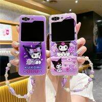 เคสโทรศัพท์การ์ตูน Kuromi สำหรับ Samsung Galaxy Z Z พลิก5พลาสติกแข็งกันกระแทกพร้อมพกพา