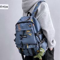 Backpack male tide cool fashion trend in large capacity men双肩包男潮酷时尚大容量男士背包潮流个性高中生书包男大学生8.18