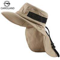 CAMOLAND Summer UPF 50+ Sun Hat For Men Casual Bucket Hat Outdoor Fishing Hats With Neck Flap Breathable Mesh Hiking Boonie Caps