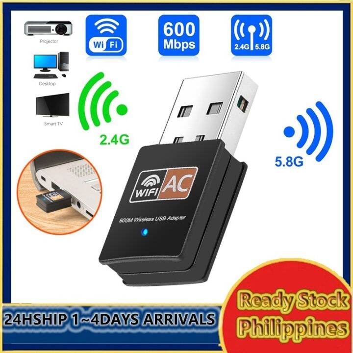 Rm9xPakC Wireless WiFi Adapter 600Mbps Dual Band 2.4G/5.G USB WiFi