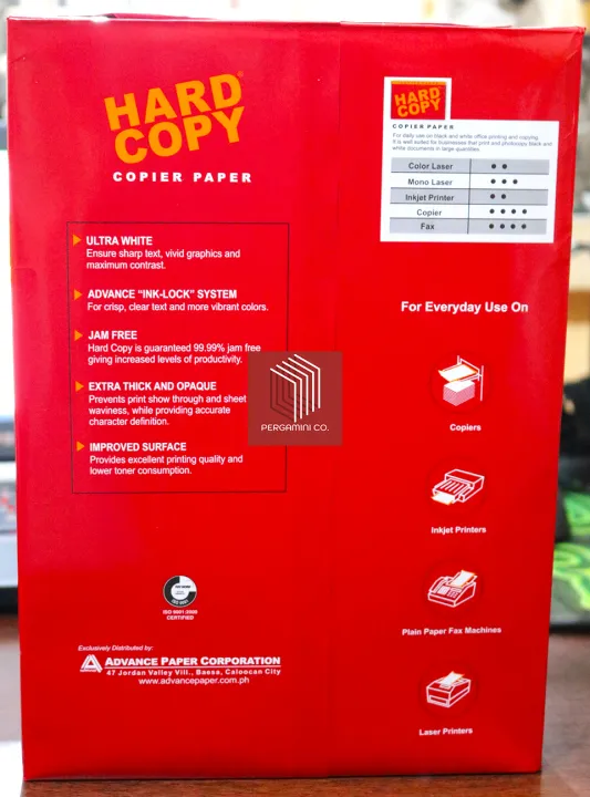 Hard Copy Copier Paper A4 Size Subs.20 70gsm Lazada PH