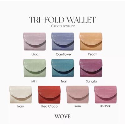 กระเป๋าสตางค์  กระเป๋าถือ กระเป๋าเงิน กระเป๋าผู้หญิง WOVE - Trifold Wallet (Croco Texture) กระเป๋าสตางค์ผู้หญิง ใบสั้น หนังจระเข้ PU สีสันพาสเทล ถอดช่องใส่เหรียญได้ กระเป๋าสวยๆ กระเป๋าแฟชั่น เกรดพรีเมี่ยม ยอดฮิต