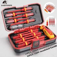 【CW】 1PC/15PCS 380V/13PCS 1000V Changeable Insulated Screwdriver Set And Magnetic Slotted Bits Repair Electrician Tools