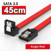 สาย SATA 3 III 3.0 Data Cable 6Gbps หัว ตรง-งอ 90 องศา  For HDD , SSD , CD-RW, DVDs with Angle and Lead Clip 45cm