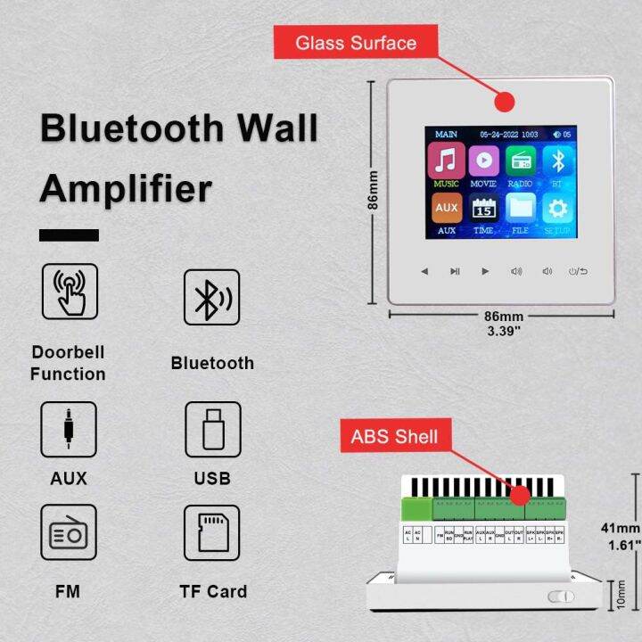 แผงเครื่องขยายเสียงติดผนังขนาดเล็กรองรับบลูทูธได้กับ-fm-hifi-โฮมเธียเตอร์เสียงสเตอริโอพร้อมลำโพงติดเพดานระบบ-pa-ในห้องน้ำ