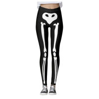 Women Skeleton Print Skinny Leggings Pants Black Sheath Tight Long Pants Full Length Trousers Woman Halloween Black pants