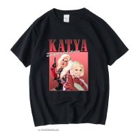 Muzin Katya Zamolodchikova เสื้อยืดการ์ตูนแนววินเทจใส่ได้ทั้งชายและหญิงเสื้อยืดชายเสื้อยืดสีดำย้อนยุคกราฟิกเสื้อยืดผ้าฝ้ายเสื้อยืดเปิดไหล่ผู้ชายผู้หญิง