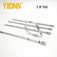 100 Pieces Stainless Steel Zip Ties Cable Ties 7.9mm*100mm Multi Functional Cable Straps Locking Metal Zips Ties for Cables Cable Management