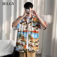 IELGY เสื้อเชิ้ตลายดอกเสื้อเชิ้ตคู่รัก,เสื้อโค้ทแฟชั่นใส่ได้ทุกโอกาสผู้ชาย