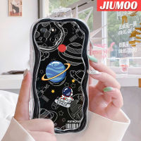 JIUMOO เคสสำหรับ Realme C12 C15 C25s C25 Narzo 20 Narzo 30A Narzo Narzo 50A ลายนักบินอวกาศอวกาศเคสเนื้อครีมนิ่มกันกระแทกเคสโทรศัพท์โปร่งใสซิลิกาแบบใสเจลป้องกันการตกหล่น C21เลนส์กล้องถ่ายรูป