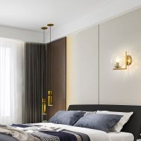 [COD] all-copper wall living room background bedroom bedside modern minimalist style staircase aisle balcony lamps