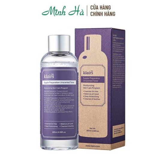 Nước hoa hồng không mùi klairs supple preparation unscented toner 180ml - ảnh sản phẩm 1