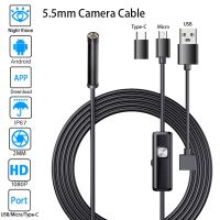 5.5mm Endoscopic Camera for Mobile 3in1 Tpye-c Micro USB c Borescope Mini Camera Piping Inspection Camera for Drain Pipe