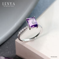 Lenya Jewelry  แหวนเงินแท้ ประดับด้วยพลอยอเมทิสต์ (Amethyst) และ CZ (Cubic Zirconia) เสริมบุคลิกความมั่นใจ เสริมให้มีสติ