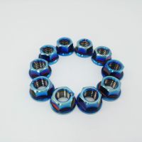 [DE69] Burning Blue Titanium Ti M10x1.25mm Sprocket Flange Nut MTB รถจักรยานยนต์จักรยาน10ชิ้น