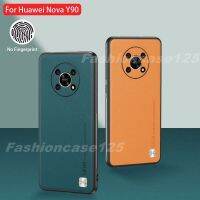 เคสสำหรับ Huawei Nova Y90เคสโทรศัพท์ NovaY90ฝาหลังเคสกันกระแทกมือถือหรูหราหนังแบบเรียบง่ายแฟชั่นไม่มีลายนิ้วมือสีทึบกันลื่น