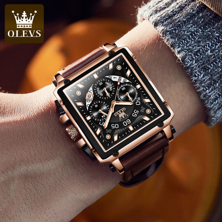olevs-g-นาฬิกากันกระแทกผู้ชาย-นาฬิกาควอตซ์มัลติฟังก์ชันเรืองแสงแสดงปฏิทินแบบลำลองปี2022ผ่านการรับรองการเคลื่อนไหว
