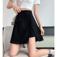 COD ▲❁☊ vffe899 SA053 -S-4XL MSIA Ready Stock Female Short Skirt High Waist Skirt With Inner Pant a字裙高腰半身裙短裙不规则开叉裙子