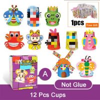 13pcs/set Kids Animals DIY handmade paper cups sticker material kit Children kindergarten school art craft Educational toys WYW