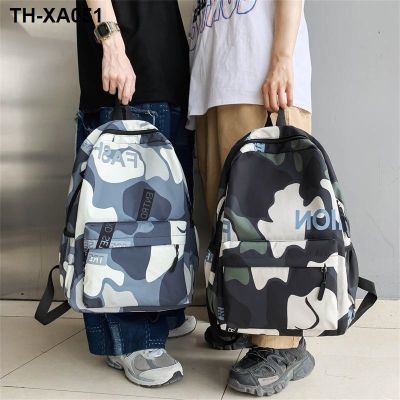 Large-capacity backpack 2023 new durable schoolbag male camouflage French niche sixth grade