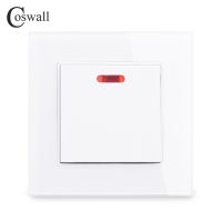 COSWALL 20A DP Switch With Neon Crystal Glass Panel For Water Heater On / Off Wall Switch For Air Conditioner