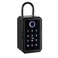 Key Cabinet with Code, Key Safe Black Zinc Alloy Key Cabinet Key Safe Fingerprint for Outdoor/Indoor Key Safe Fingerprint for Home/Garage/Office (Bluetooth)