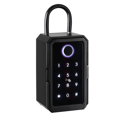 Key Cabinet with Code, Key Safe Black Zinc Alloy Key Cabinet for Outdoor/Indoor Key Safe Fingerprint for Home/Garage/Office (Bluetooth)