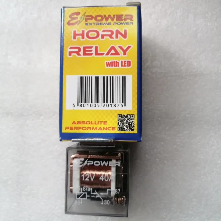 Horn Relay/Aux. Light Relay with Led light 12V, 40A, 5 pins with holder
