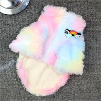 2021NEW Warm Fleece Pet Clothes Fashion Rainbow Coat Small Medium Dog Cat Shirt Jacket For Teddy French Bulldog Chihuahua Winter