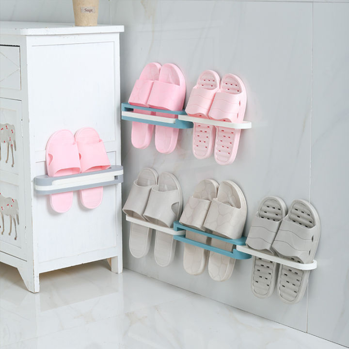 cw-k-foldable-three-in-one-shoe-rack-wall-mounted-retractable-towel-storage-rack-slipper-rack-bathroom-rack