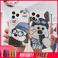 เคส IPhone 11 12 13 14 PRO MAX 6 7 6S 8 14 Plus X XR XS MAX 11 12 13 Se 2020 6SPlus 7Plus 6Plus 8Plus 14 Plus XSMAX น่ารัก Gromit Selfie Dog 3D คู่เคสนิ่มขอบโค้งเป็นคลื่น