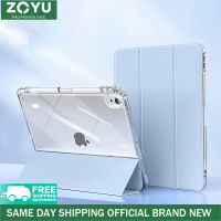 ZOYU เคสไอแพด HD เคสอะครีลิคใสพร้อมที่ใส่ดินสอ ช่องใส่ดินสอขวา for iPad 2022 M2 Pro 11 ipad Air4 air 5 iPad 7 8 9 th gen 2020 2021 iPad 10th generation mini 6 พร้อมฟังก์ชั่นป้องกันการบิดงอ Auto Sleep/Wake and Multiple Viewing Stand Modes DIY