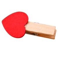 Wooden Mini Clothespins Red Heart Clip Small Clothes Pin 1.37inch Tight Clamp Not Fray Rope Post Notices Handy Read Pins Photo Paper Holders newcomer