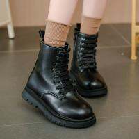 Sepatu BOOT Pendek อเนกประสงค์สีดำสีเบจหรูหราฤดูใบไม้ผลิฤดูใบไม้ร่วง Sepatu Boots Anak Perempuan ใหม่สไตล์เก๋ไก๋รองเท้าเด็ก