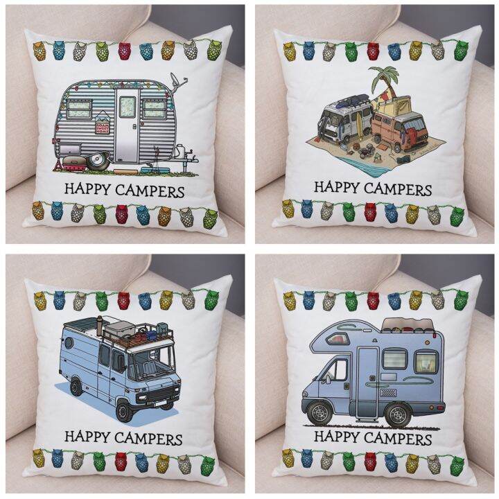 lz-both-sides-cartoon-house-travel-car-cushion-cover-pillow-case-decor-happy-camper-van-life-soft-plush-pillowcase-for-sofa-home