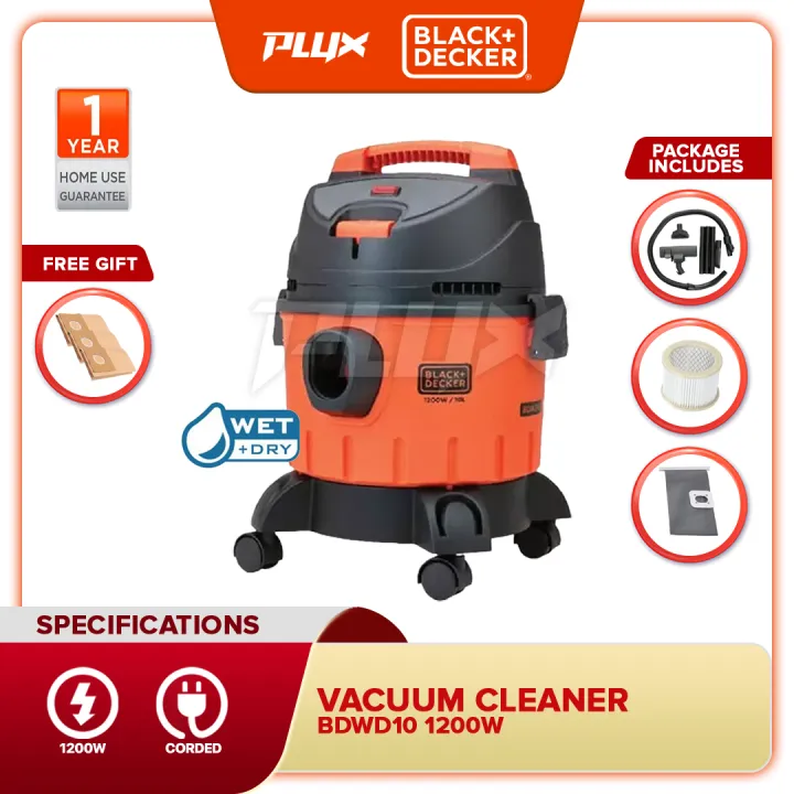 BLACK & DECKER BDWD10 1200W 10L WET & DRY Vacuum Cleaner | Lazada