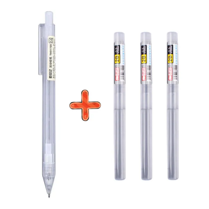 1 Mechanical Pencils with 3 Refills Set 2B 0.5/0.7mm Transparent
