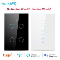 ✎ Wifi Tuya Smart Wall Touch Switch No Neutral Wire Required Smart Life Wireless Remote LED Light Switch Support Alexa Google Home