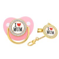 [COD]Fl จุกนมปลอมซิลิโคนประดับคริสตัล I Love Mum สําหรับเด็กทารก Christmas Gift